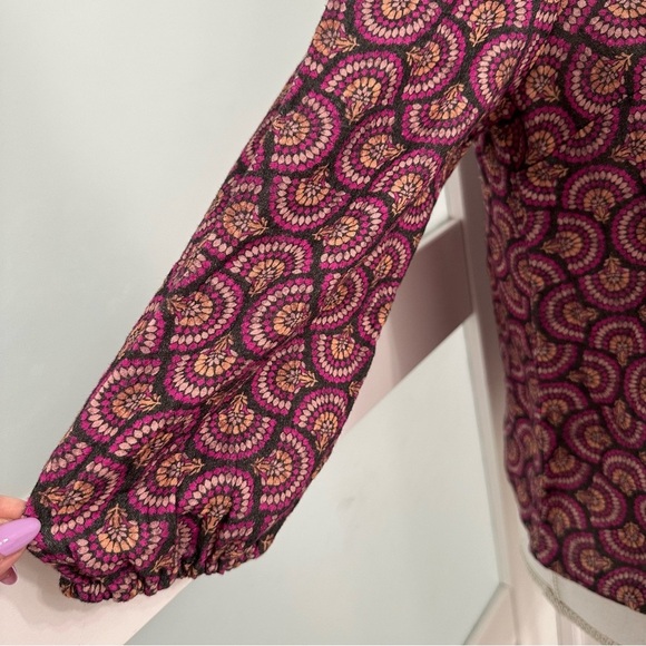 Marine Layer Printed Colette Doublecloth Top Fan Block Print SZ XS NWOT READ - Picture 4 of 9